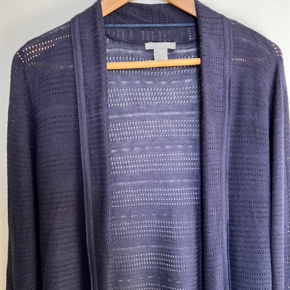 EUC H&M Open Front Navy Blue Silk Blend Cardigan size S - Picture 2 of 13